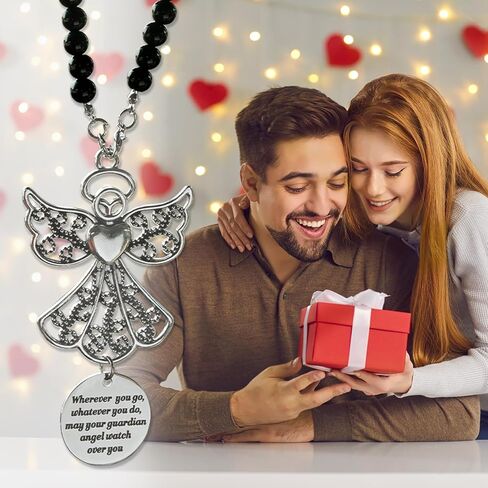 Angel Wings Hanging Ornaments for Car Rear View Mirror, Metal Guardian Angel Wings Car Charm Pendant Rear View Mirror Hanger Decor for Lover Family Christian Gifts in Kuwait