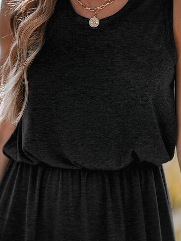 CUPSHE Women Knit Summer Dress Cover Up Crew Neck Elastic Waist Side Slit Midi Casual Sundress Beach Cover Up Dresses in Saudi Arabia