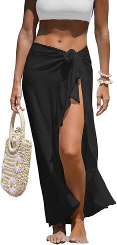 Cupshe Women's Sarong Cover Up Chiffon Swimwear Wrap Skirt Self Tie Tie Coffle Beach Ups in Kuwait