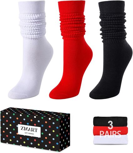 Zmart Slouch Scrunch Socks for Women - Knee Tube Socks for 80S, 90S, 3-4 Pairs, in Saudi Arabia