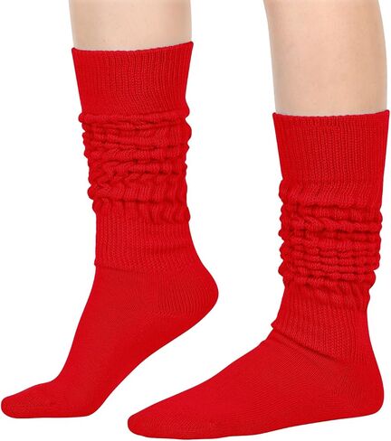 Zmart Slouch Scrunch Socks for Women - Knee Tube Socks for 80S, 90S, 3-4 Pairs, in Saudi Arabia