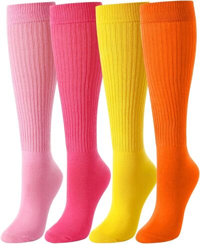 Zmart Slouch Scrunch Screrch for Women - Sknee Tube Socks for 80s ، 90s ، 3-4 Pairs ، in Kuwait