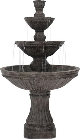 Sunnydaze Classic Designer 55-Inch 3-Tier Polystone Outdoor Water Fountain - Electric Submersible Pump - Light Brown in Saudi Arabia
