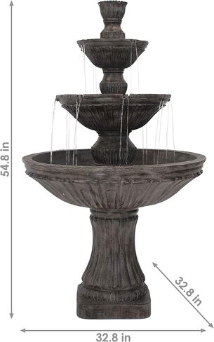 Sunnydaze Classic Designer 55-Inch 3-Tier Polystone Outdoor Water Fountain - Electric Submersible Pump - Light Brown in Saudi Arabia
