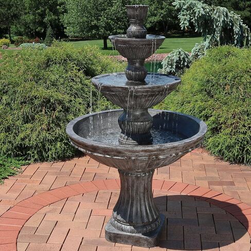 Sunnydaze Classic Designer 55-Inch 3-Tier Polystone Outdoor Water Fountain - Electric Submersible Pump - Light Brown in Saudi Arabia