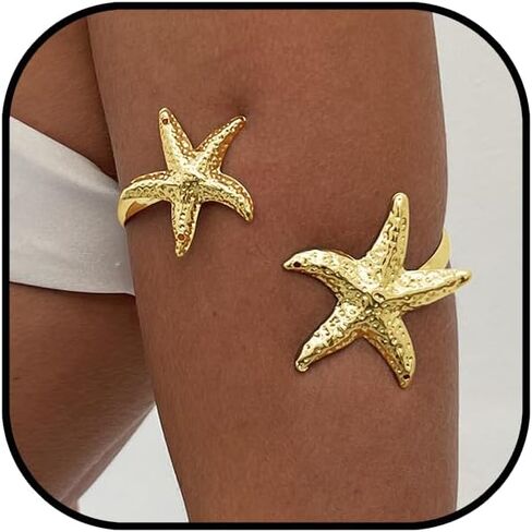 Upper Arm Bracelet Cuff Jewelry for Women Gold Arm Cuff Adjustable Flower Starfish Armband Statement Party Jewelry in Saudi Arabia