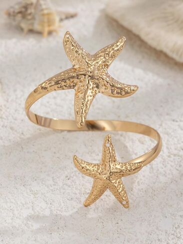 Upper Arm Bracelet Cuff Jewelry for Women Gold Arm Cuff Adjustable Flower Starfish Armband Statement Party Jewelry in Saudi Arabia