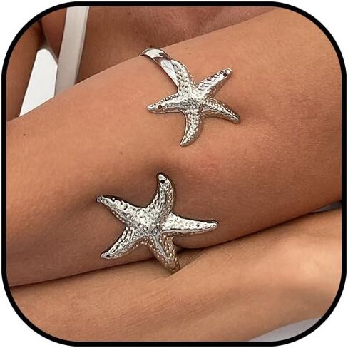 Upper Arm Bracelet Cuff Jewelry for Women Gold Arm Cuff Adjustable Flower Starfish Armband Statement Party Jewelry in Saudi Arabia