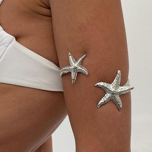 Upper Arm Bracelet Cuff Jewelry for Women Gold Arm Cuff Adjustable Flower Starfish Armband Statement Party Jewelry in Saudi Arabia