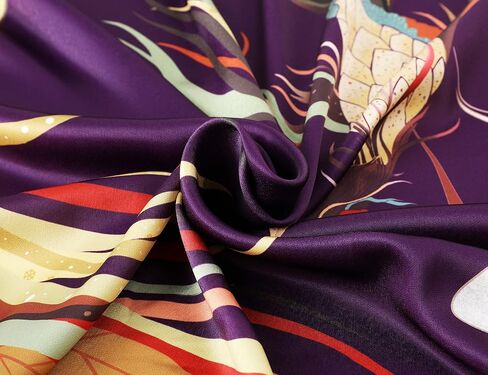 PRODESIGN Long Kimono Robe Satin Sleepwear Phoenix Handprinted Silky Nightgown Bathrobe Blouse Cardigan for Women in Kuwait