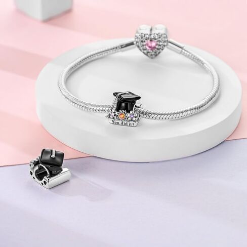 925 Sterling Silver Charms for Bracelets and Necklace Mom Hot Air Balloon Cross Graduation Cap Charms Pendant Bead for Women in Kuwait