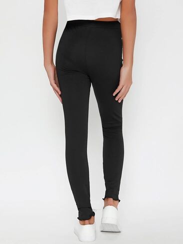 Milumia Girls High Waist Leggings Lettuce Trim Tights Workout Yoga Skinny Pants in Saudi Arabia