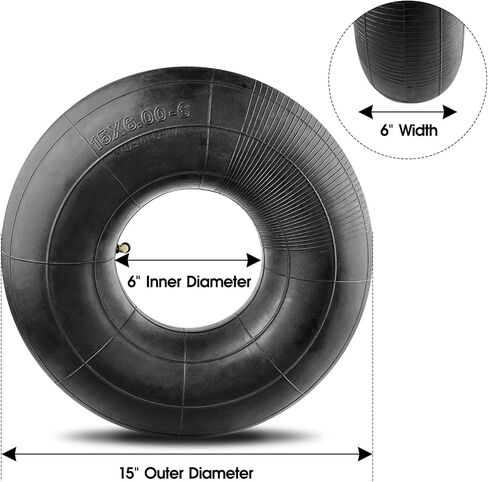 Heavy Duty 15x6.00-6" Inner Tube, Replacement 6.00/6.50-6 Lawn Mower Tire Tube with TR87 Bent Valve Stem for Snow Blower, Yard Tractors, Wheelbarrows, Go Kart, Golf Cart, ATV 2 Pack in Kuwait