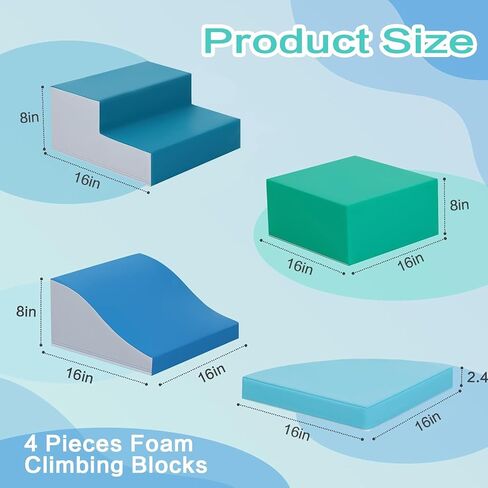 4-Pieces Climbing Toys for Toddlers: PU Leather - Soft Play Climbing for Toddlers - Foam Climbing Blocks for Crawling and Sliding Indoor Playground for Kids in Saudi Arabia