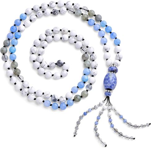 Bivei 108 Mala Beads Bracelet Real Gemstone Yoga Pendants تأمل يد قلادة صلاة Mala in Kuwait