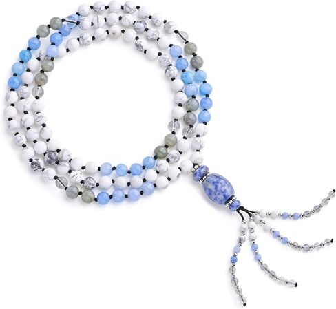 Bivei 108 Mala Beads Bracelet Real Gemstone Yoga Pendants تأمل يد قلادة صلاة Mala in Kuwait