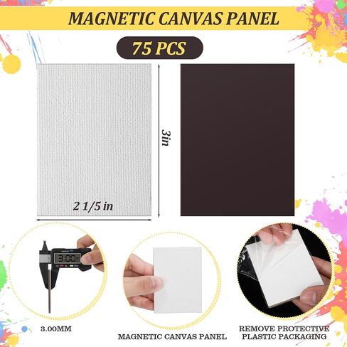 75 Pieces Magnetic Painting Canvas Panel 2.5 Inches Mini Canvas Boards Round Mini Canvases Mini Tile Art for Painting Magnetic Fridge Locker Art Paints Crafts DIY Kit in Saudi Arabia