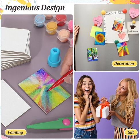 75 Pieces Magnetic Painting Canvas Panel 2.5 Inches Mini Canvas Boards Round Mini Canvases Mini Tile Art for Painting Magnetic Fridge Locker Art Paints Crafts DIY Kit in Saudi Arabia