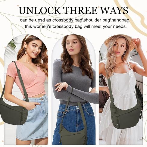 Hobo Bag for Women Men Crescent Crossbody Bag Small Shoulder Nylon Dumpling Bag with Adjustable Strap in Kuwait