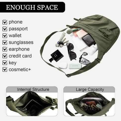 Hobo Bag for Women Men Crescent Crossbody Bag Small Shoulder Nylon Dumpling Bag with Adjustable Strap in Kuwait