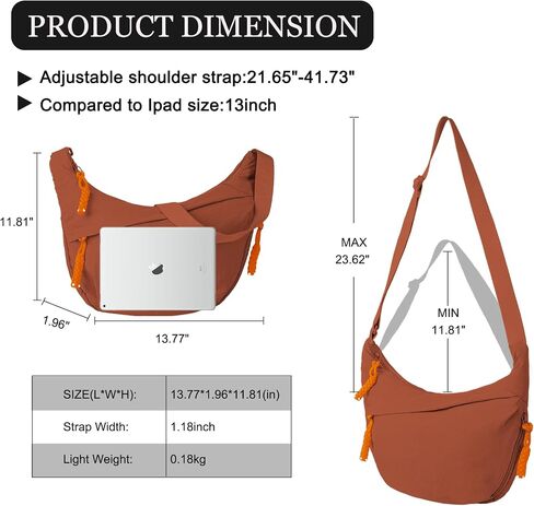 Hobo Bag for Women Men Crescent Crossbody Bag Small Shoulder Nylon Dumpling Bag with Adjustable Strap in Kuwait