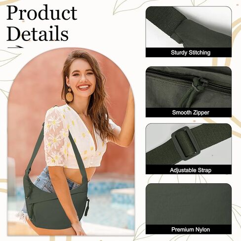 Hobo Bag for Women Men Crescent Crossbody Bag Small Shoulder Nylon Dumpling Bag with Adjustable Strap in Kuwait