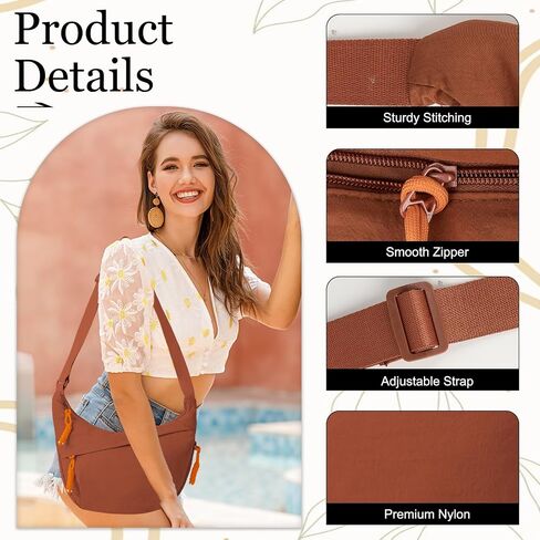 Hobo Bag for Women Men Crescent Crossbody Bag Small Shoulder Nylon Dumpling Bag with Adjustable Strap in Kuwait