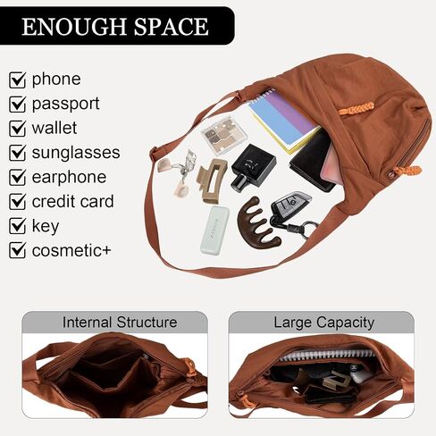 Hobo Bag for Women Men Crescent Crossbody Bag Small Shoulder Nylon Dumpling Bag with Adjustable Strap in Kuwait