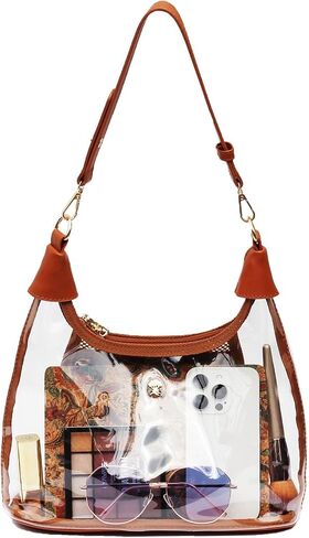 Clear Shoulder Bags for Women, Stadium Approved Cute Hobo Tote Crossbody Handbag Mini Clutch Purse in Saudi Arabia