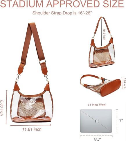 Clear Shoulder Bags for Women, Stadium Approved Cute Hobo Tote Crossbody Handbag Mini Clutch Purse in Saudi Arabia