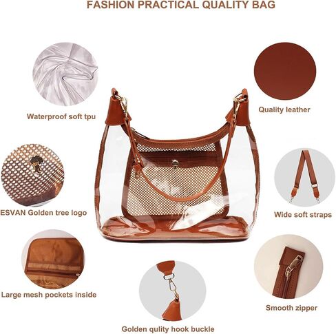 Clear Shoulder Bags for Women, Stadium Approved Cute Hobo Tote Crossbody Handbag Mini Clutch Purse in Saudi Arabia