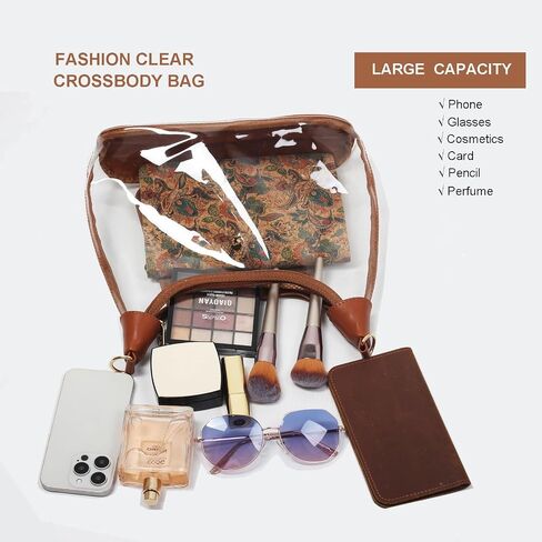 Clear Shoulder Bags for Women, Stadium Approved Cute Hobo Tote Crossbody Handbag Mini Clutch Purse in Saudi Arabia