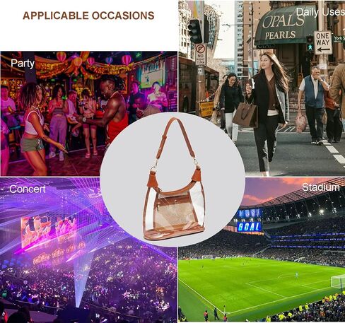 Clear Shoulder Bags for Women, Stadium Approved Cute Hobo Tote Crossbody Handbag Mini Clutch Purse in Saudi Arabia