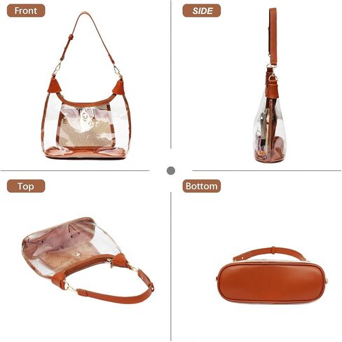 Clear Shoulder Bags for Women, Stadium Approved Cute Hobo Tote Crossbody Handbag Mini Clutch Purse in Saudi Arabia