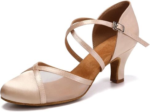 Women Ballroom Dance Shoes Closed Toe Latin Salsa Performance Dancing Shoes Low Heel in Saudi Arabia