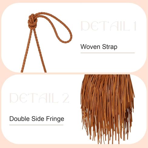 Oweisong Leather Fringe Bag for Women Boho Crossbody Purse Suede Western Fringe Purse Vintage Hobo Handbags in Saudi Arabia