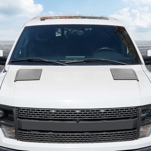 Jimen Compatible with Ford F150 Raptor 2009-2014, 2PCS Hood Scoop Air Vent Cover Trim (Carbon Fiber) in Saudi Arabia