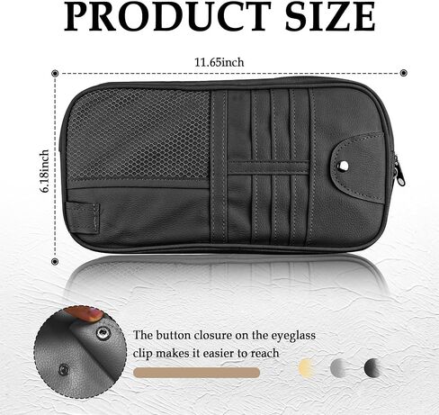 Upgrade Car Visor Organizer,Multipurpose Car Sun Visor Organizer with Sunglasses Holder for Storage Bank Cards,Driver's License,PU Leather Truck Visor Organizer for Most Vehicles (Black) in Saudi Arabia