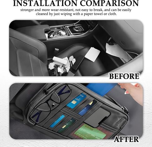 Upgrade Car Visor Organizer,Multipurpose Car Sun Visor Organizer with Sunglasses Holder for Storage Bank Cards,Driver's License,PU Leather Truck Visor Organizer for Most Vehicles (Black) in Saudi Arabia