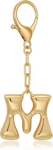 WOWORAMA Initial Letter Keychain for Women Chunky Gold Bubble Letter Bag Charm Purse Charm Personalized Keyrings Accessories in Saudi Arabia