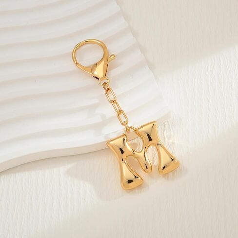WOWORAMA Initial Letter Keychain for Women Chunky Gold Bubble Letter Bag Charm Purse Charm Personalized Keyrings Accessories in Saudi Arabia