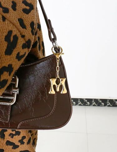 WOWORAMA Initial Letter Keychain for Women Chunky Gold Bubble Letter Bag Charm Purse Charm Personalized Keyrings Accessories in Saudi Arabia