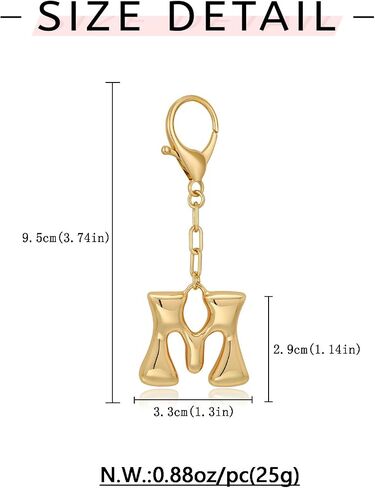 WOWORAMA Initial Letter Keychain for Women Chunky Gold Bubble Letter Bag Charm Purse Charm Personalized Keyrings Accessories in Saudi Arabia