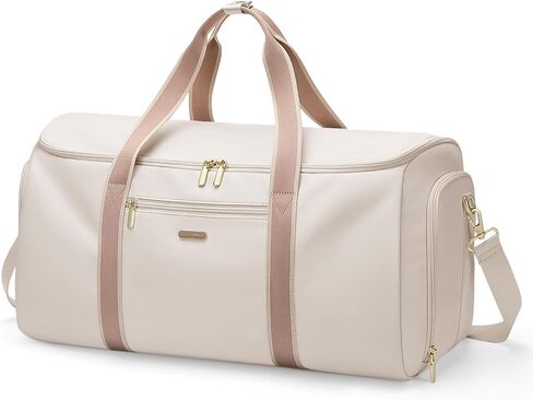 Garment Bags for Travel 2 in 1 Convertible Suit Travel Duffel Bag for Women, Stylish Carry On Duffle Bag with Shoulder Strap and Shoes Compartment (Creamy-White) in Saudi Arabia