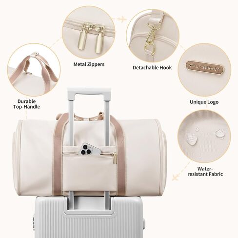 Garment Bags for Travel 2 in 1 Convertible Suit Travel Duffel Bag for Women, Stylish Carry On Duffle Bag with Shoulder Strap and Shoes Compartment (Creamy-White) in Saudi Arabia