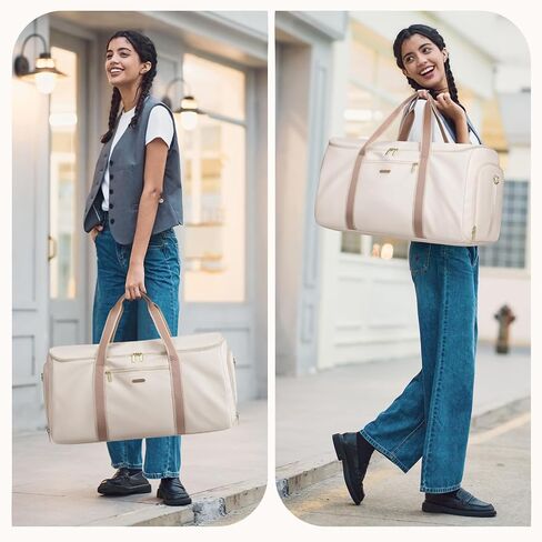 Garment Bags for Travel 2 in 1 Convertible Suit Travel Duffel Bag for Women, Stylish Carry On Duffle Bag with Shoulder Strap and Shoes Compartment (Creamy-White) in Saudi Arabia
