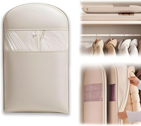 Space Saving Hanging Garment Bag with Self Compression Zipper, Space Saver Closet Organizers, Garment Bags for Hanging Clothes for Closet Storage (Pink, M-90 * 58 * 15cm) in Saudi Arabia