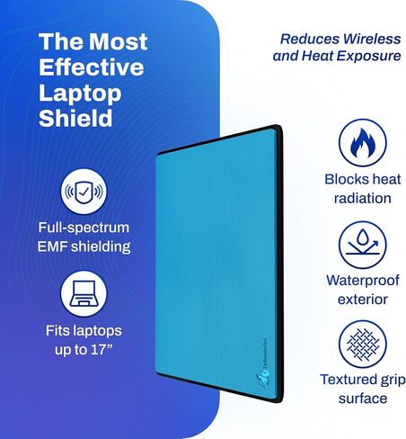 DefenderPad Laptop EMF Radiation Blocking & Heat Shield by DefenderShield - EMF Blocker Lap Pad Computer Lapdesk Compatible with up to 17" Laptop, Chromebook, MacBook (Blue) in Kuwait