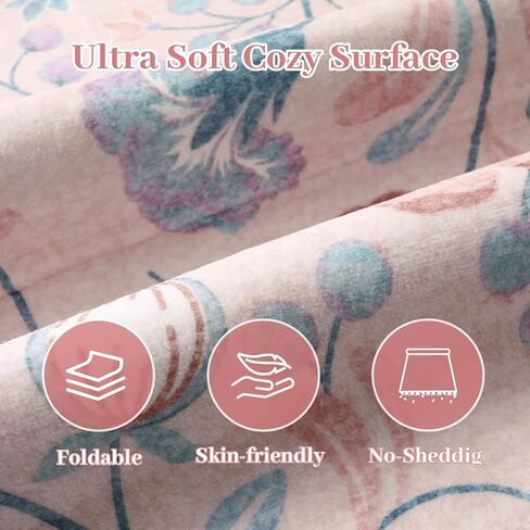 Anidaroel 5x7 Area Rugs for Living Room, Washable Pink Floral Rugs for Bedroom Girls, Soft Boho Nursery Rugs for Kids Playroom, Non Slip Low Pile Indoor Carpet for Bedside Dorm, Pink/Multi in Saudi Arabia