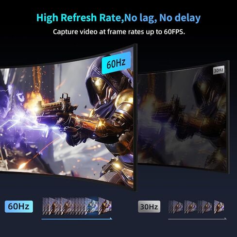 بطاقة التقاط HDMI من الألومنيوم، USB 3.0 1080P 60FPS بطاقة التقاط فيديو صوتية للبث/الألعاب/مؤتمر الفيديو، بطاقة إدخال 4K@30 هرتز وتمريرها لجهاز Nintendo Switch/PS5/Xbox/الكاميرا/الكمبيوتر الشخصي in Saudi Arabia